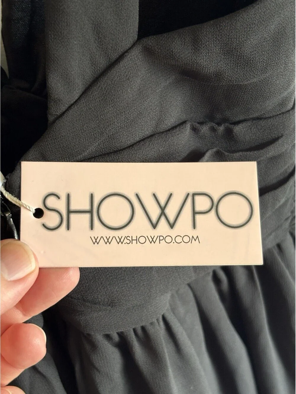 Showpo Stand Close Maxi Dress Black Chiffon Plunge V-Neck Cold Shoulder Size 6